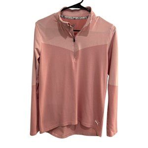 Puma Womens Pink Quarter Zip Long Sleeve Activewear Top Size Large